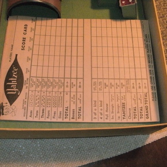 50s Vintage 1956 Yahtzee Game Original Box, Dice, Cup, Score Pads, Tokens, Rules - Picture 3 of 10